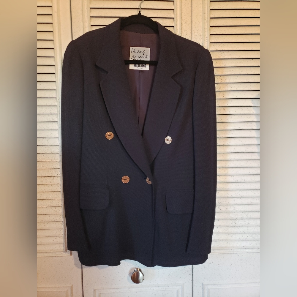 "Cheap and Chic" by Moschino Dbl-Breasted Navy Jacket 8ish